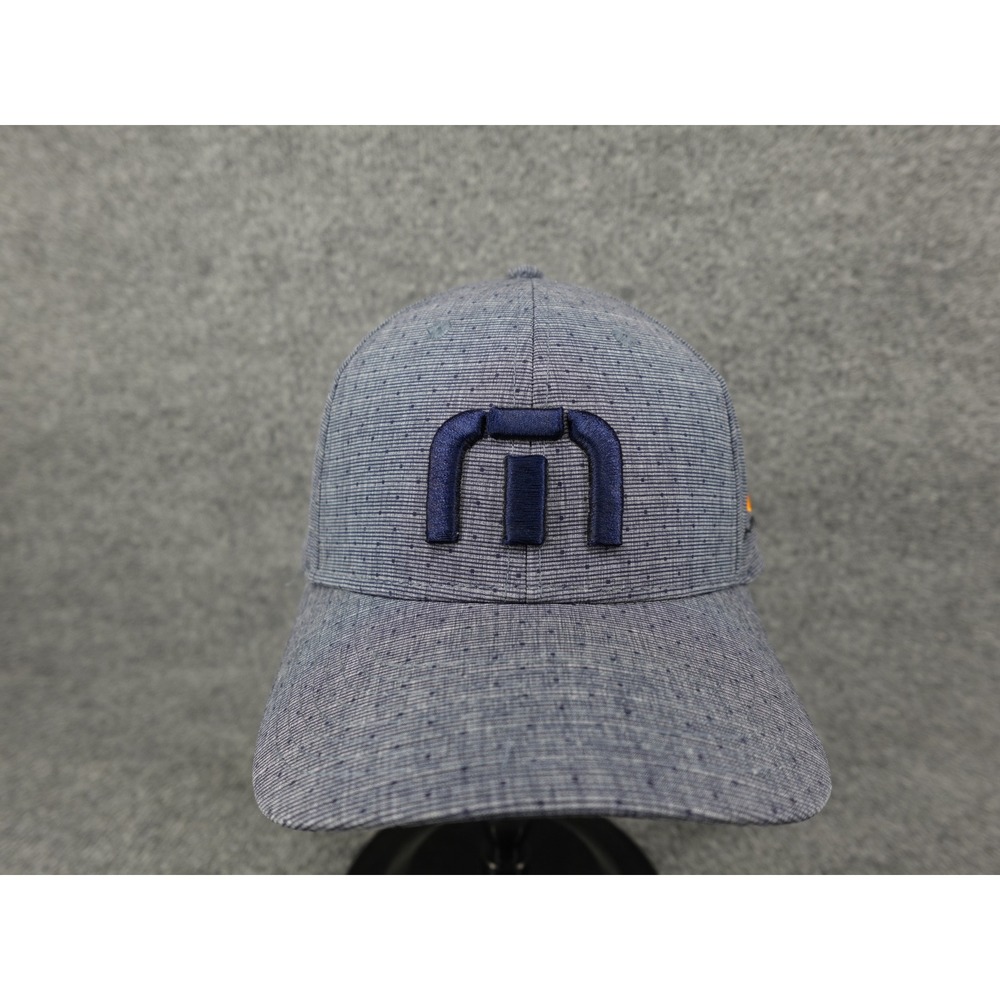 TravisMathew Mens Hat Blue Stripe Polka Dot Mauna Kea Hibiscus Snapback Cap